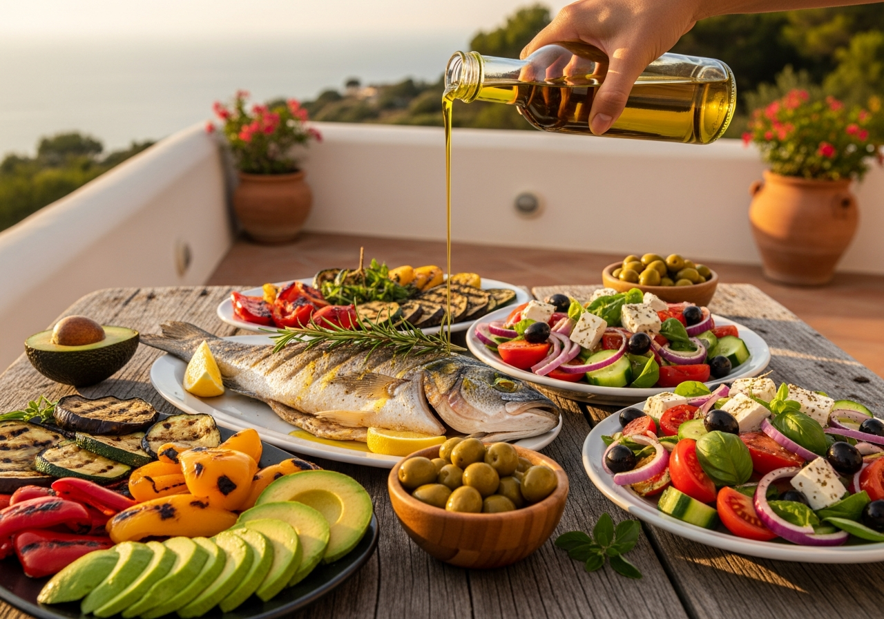 Mediterraan ontbijt met verse ingrediënten