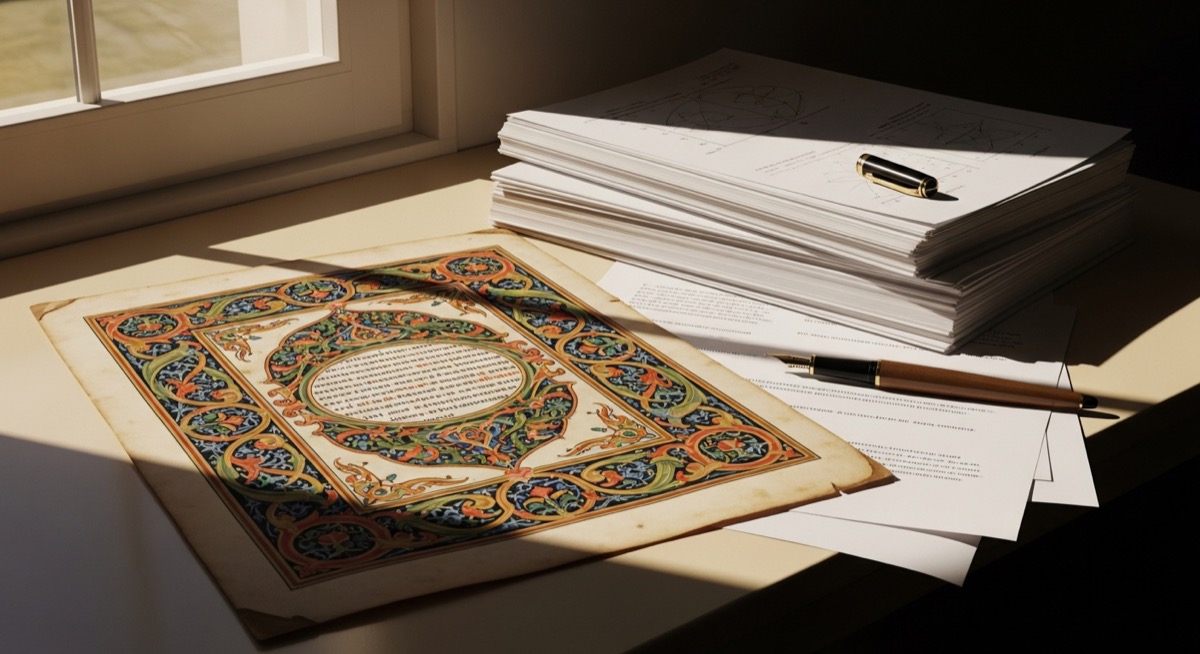 Oud manuscript met wetenschappelijke notities - de brug tussen mystieke wijsheid en moderne wetenschap